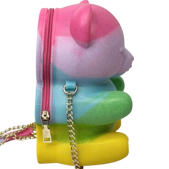 NWT Betsey Johnson Kitsch Bear Necessity Rainbow Gummy Crossbody Polymer Bag - Picture 6 of 16